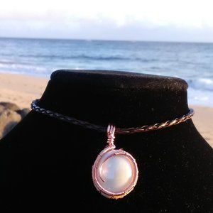 Copper Wrapped Faux Pearl Necklace